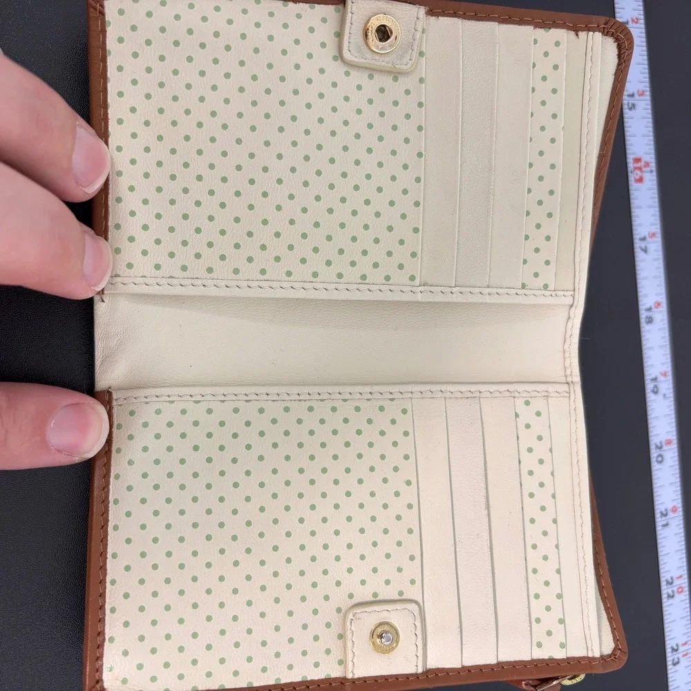 Radley London Womens Heritage Bifold Wallet Tan Leather Scottie Dog Polka Dot